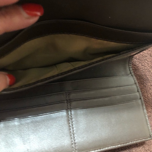 COACH Signature Jacquard With Leather Trim Tri Fold Wallet - Snap Closure - Picture 5 of 10